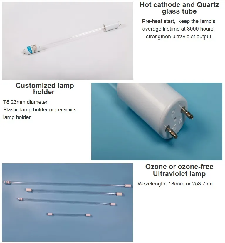 Double Ends 2 Pins UV Lamp UV Disinfection Lamp Light UV Bactericidal Lamps 10W for Surface Air Sterilization