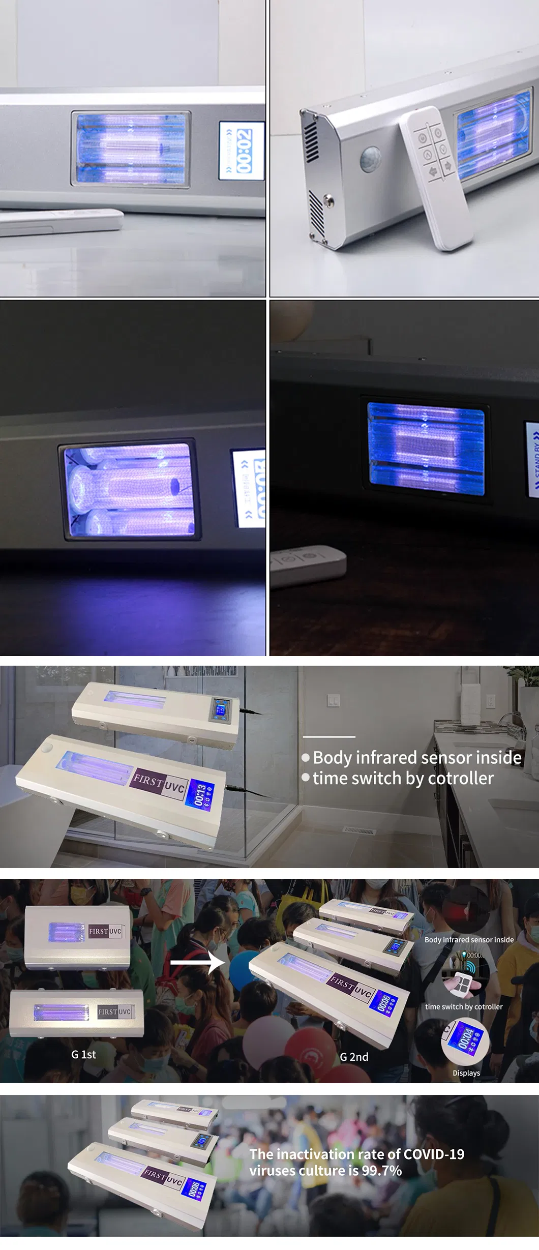 High Efficient Bacteria Killer Far UVC Sterilization Disinfection 222nm Excimer Lamp for Room Sterilizer