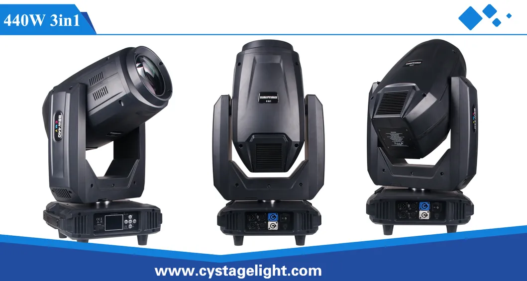 High Power Cmy Stage Light 440W Beam/Spot/Wash 3in1 Moving Head