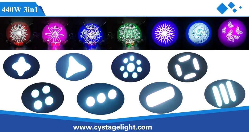 High Power Cmy Stage Light 440W Beam/Spot/Wash 3in1 Moving Head