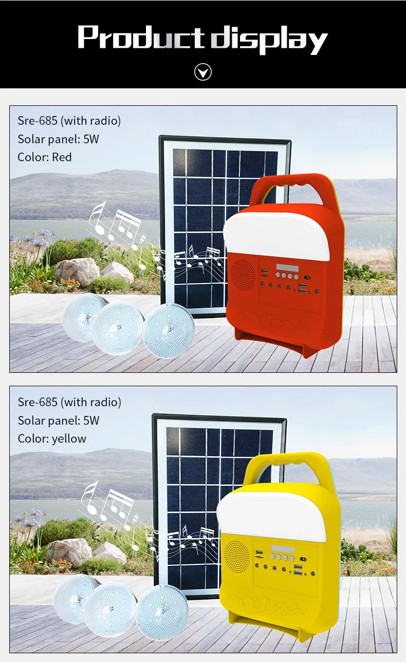 Home Camping Portable Solar Lighting System with MP3 FM Radio TF Function