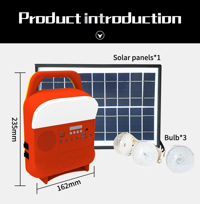 Home Camping Portable Solar Lighting System with MP3 FM Radio TF Function