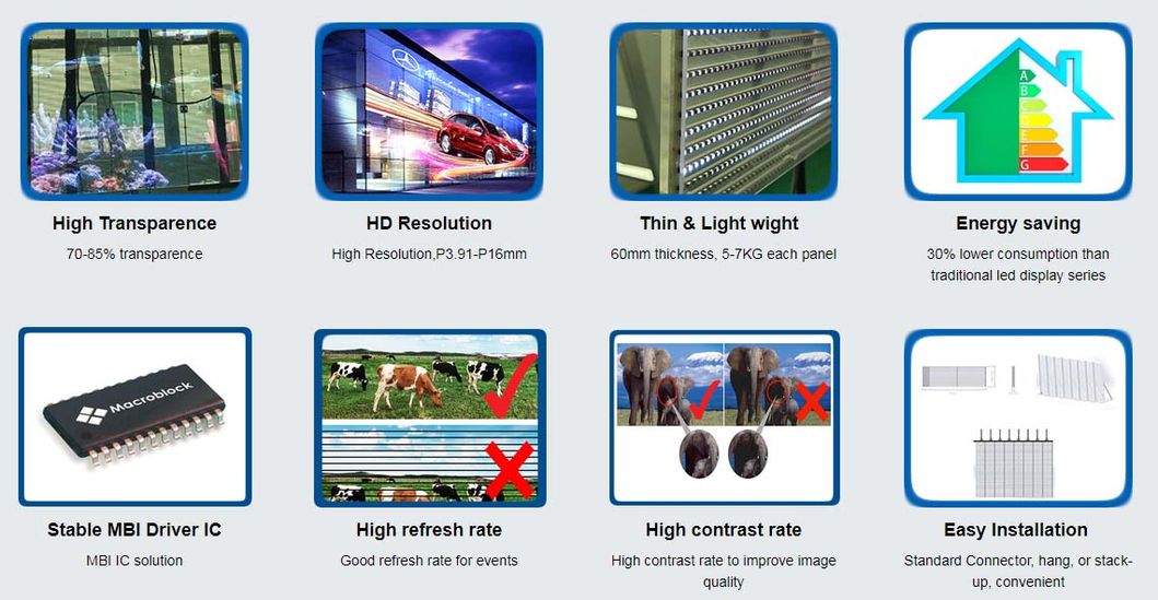 Indoor High Quality Ultra Thin LED Display Transparent Panel for Advertising