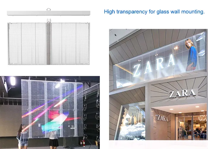 IP40 80% Transparency Rate Indoor LED Display for Glass Wall Mounting