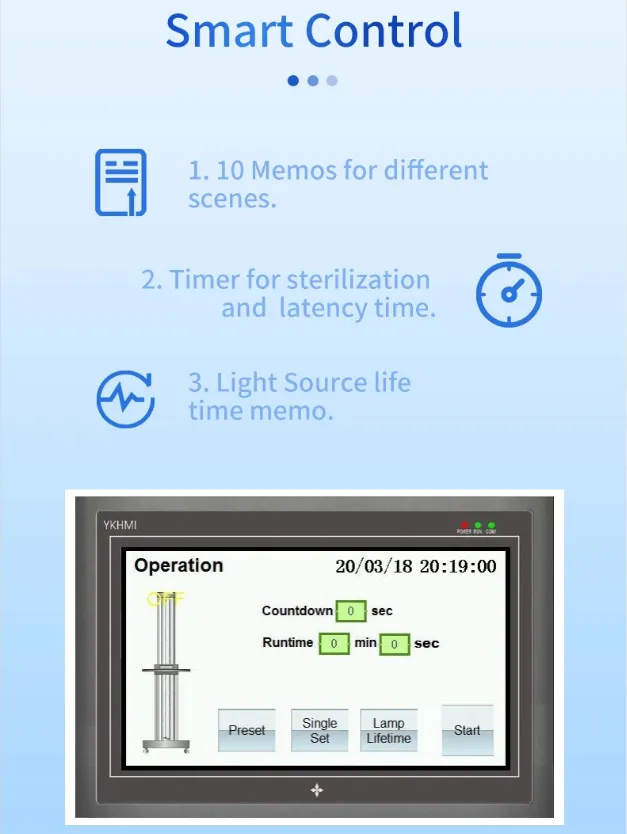 Medical Grade Hospital Use UV Light Disinfection Lamp Dental Clinic UVC Light Trolley with LCD Display
