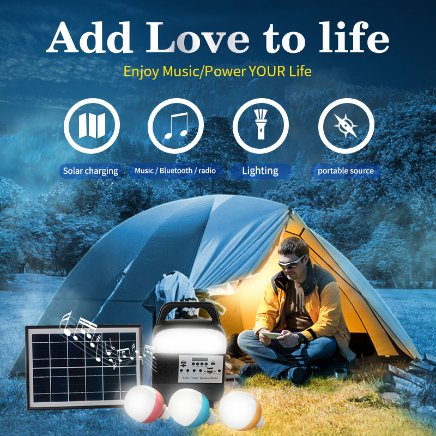 New Solar Lamp Household Power Outage Emergency Solar Power Generation Small System Outdoor Music Multifunctional Integrated Lamp