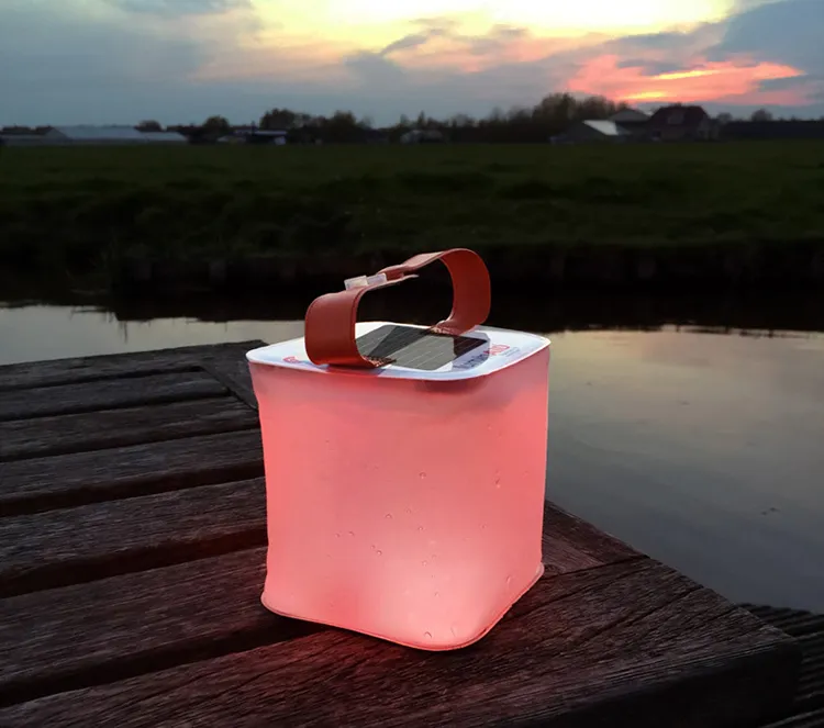 Outdoor Collapsible LED Solar Inflatable Light Folding 100% Waterproof 2-in-1 Phone Charger Battery Camping Lanterns