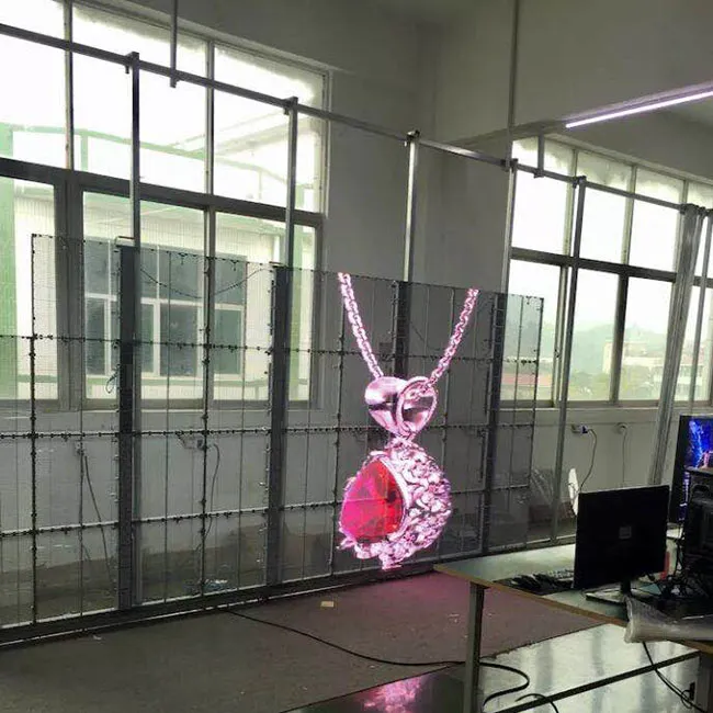 P3.96 Cheap Transparent LED Screen Display, Glass LED Transparent Video Wall