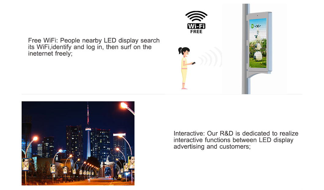 P3 Outdoor LED Lamp Pole Display with Nova Control Card 7000nits