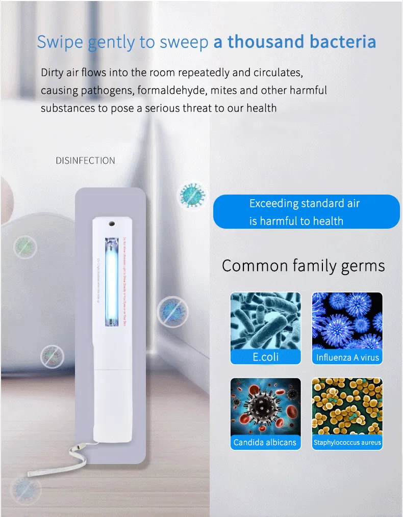 Small Antivirus Lamp UV LED Portatil Santizer Wireless UVC 5W Sterlizer Light 5 Watt USB Ozone Wand Wirlesss Portable