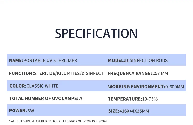 Ultraviolet Disinfection Portable LED UV Sterilizer Wand