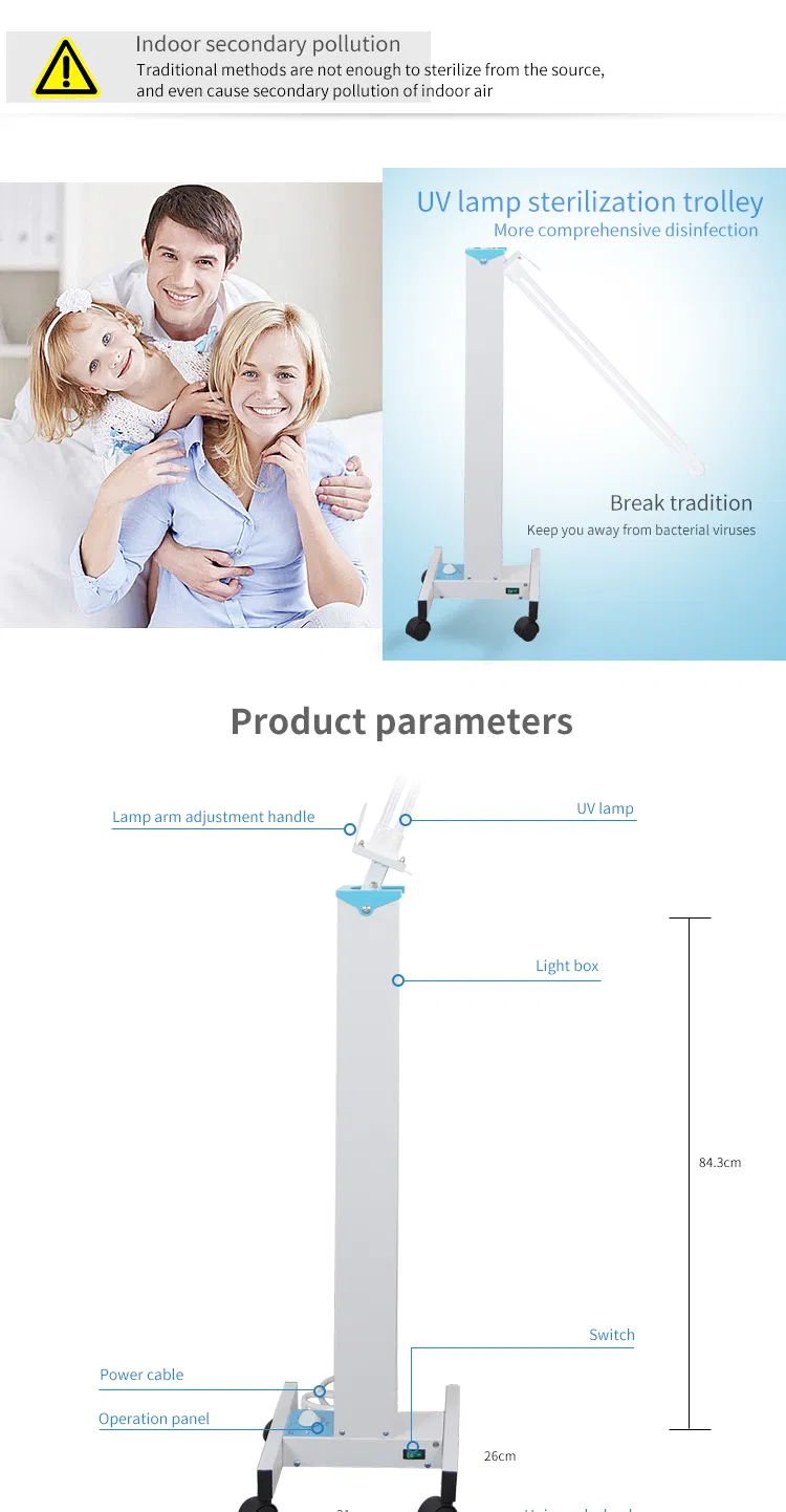 UV Sterilizer with 80W Sterilizing Lamp Tube Suitable for Home Hospital