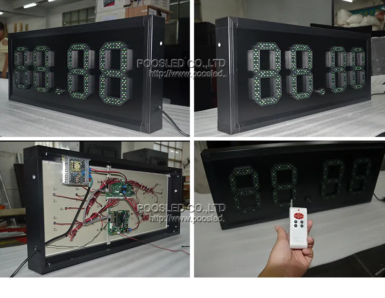 Waterproof 8888 Remote Control 7segment Digital LED Gas Price Signs for Petrol Station