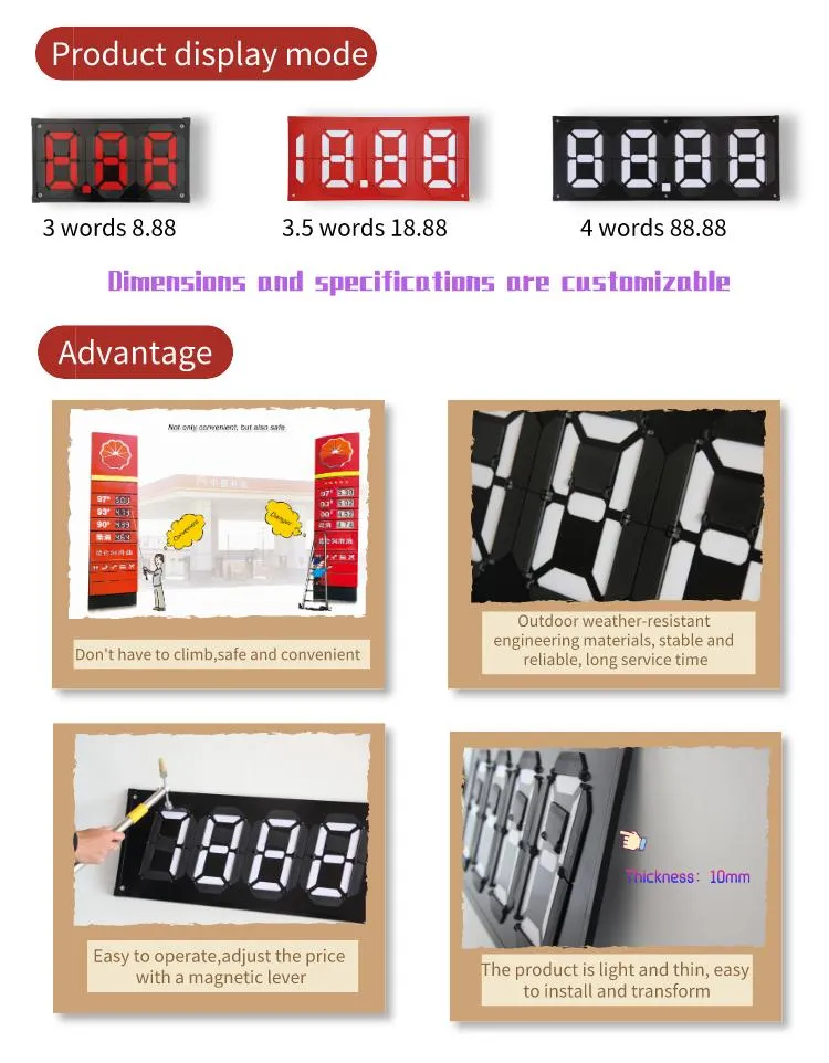 Waterproof High Quality Magnetic Flip7-Segment Code Oil Price Board Used for Gas Station