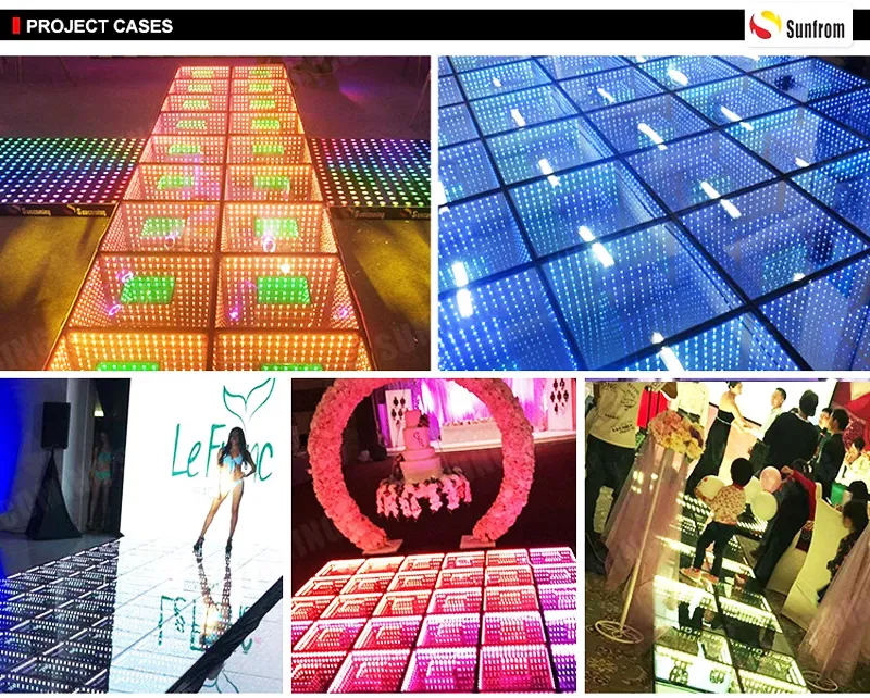 Wedding 3D Mirror Dance Floor Toughened 3D Glass Lighted LED Dance Floor