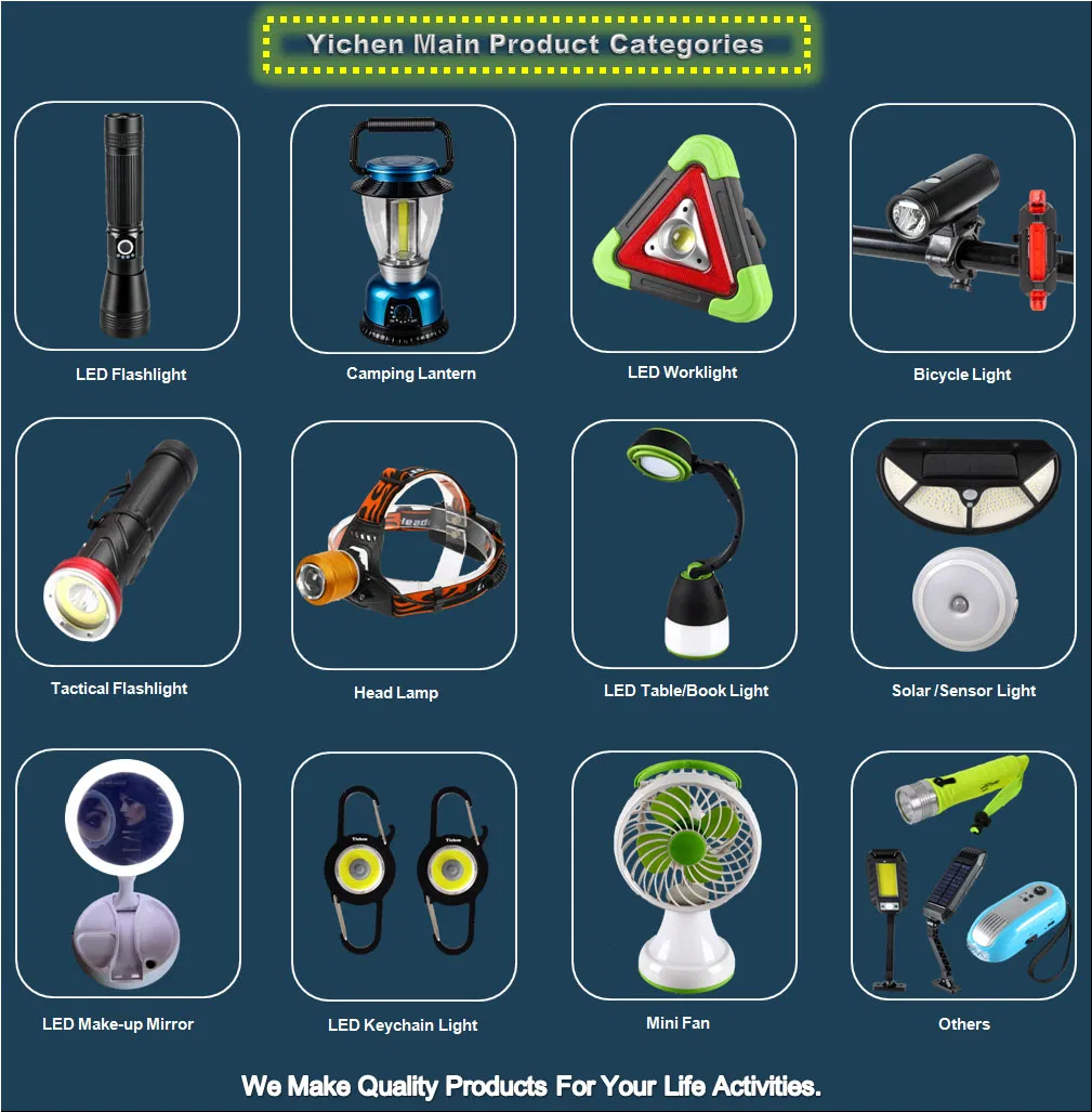 Yichen Portable Solar Rechargeable Camping Light Lantern with Power Bank